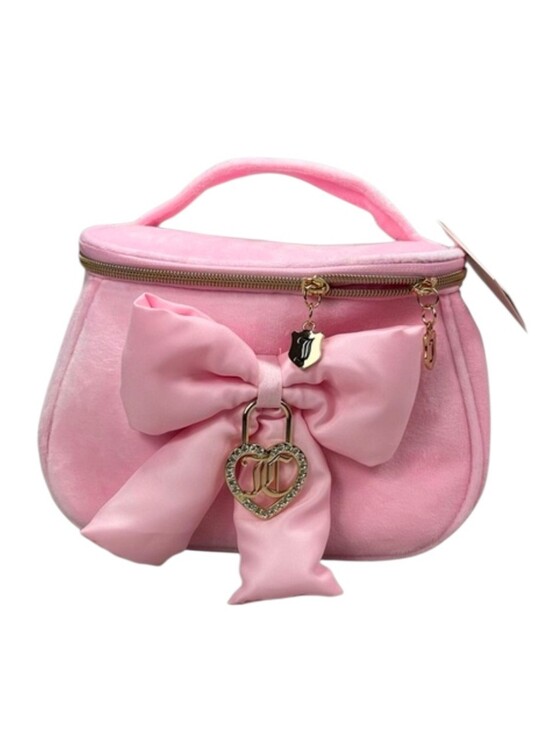 Juicy Couture Handbags - 💕▪️Juicy Couture ▪️velour Soft Pink Satin Bow Cosmetic Case with Heart Charm